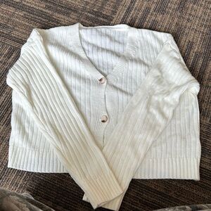 White button up sweater